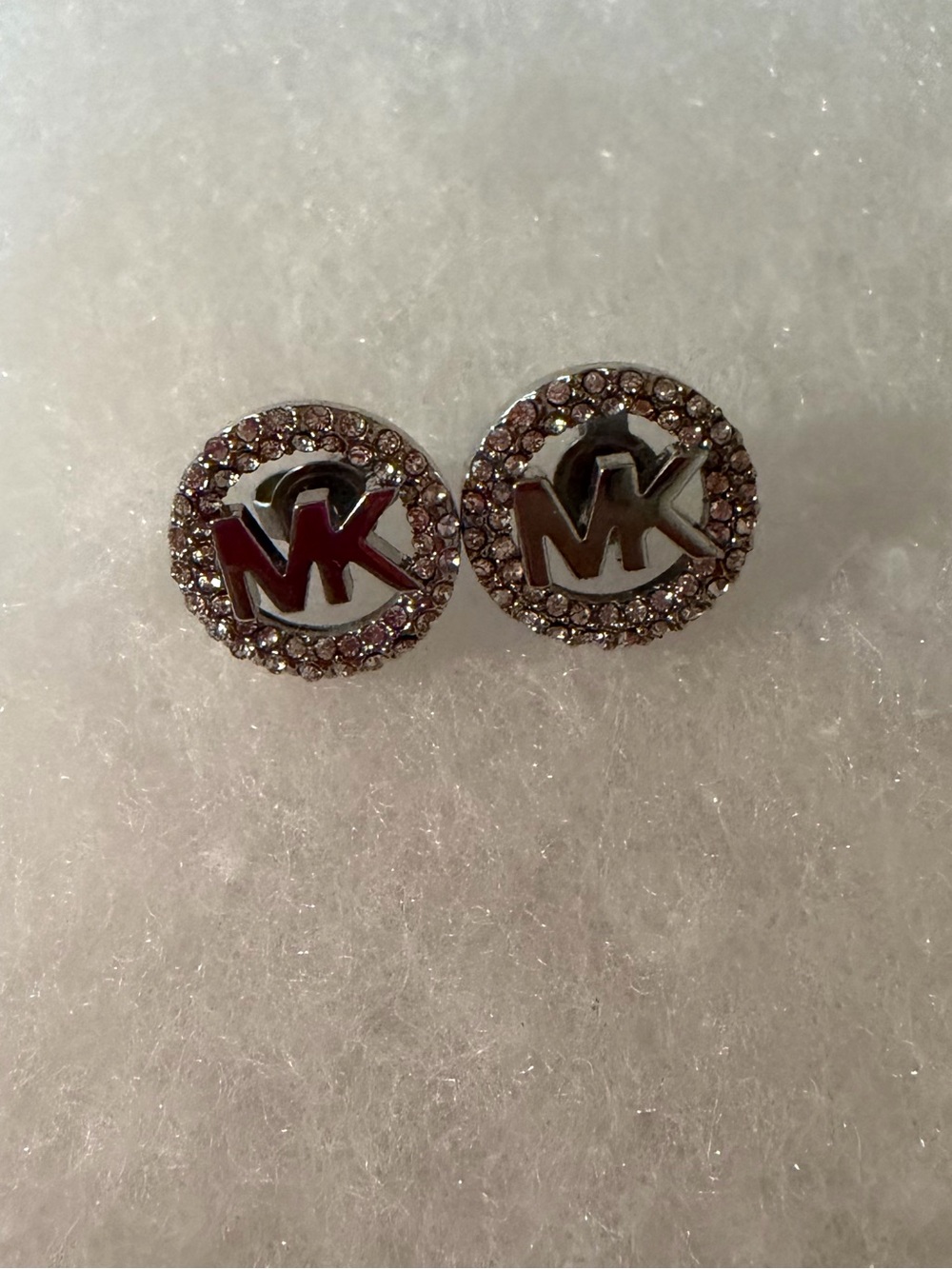 NWOB‼️Michael Kors Silver MK Logo Crystal Stud Earrings